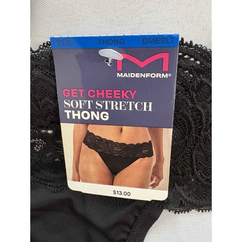 NEW Maidenform Soft Stretch Lace Thong  Xlarge Thong DMESLT 3 Pair Thongs Multi - Picture 2 of 10